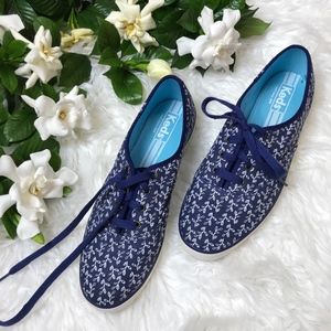 Navy Blue White Ivy Floral Canvas Classic Keds 9